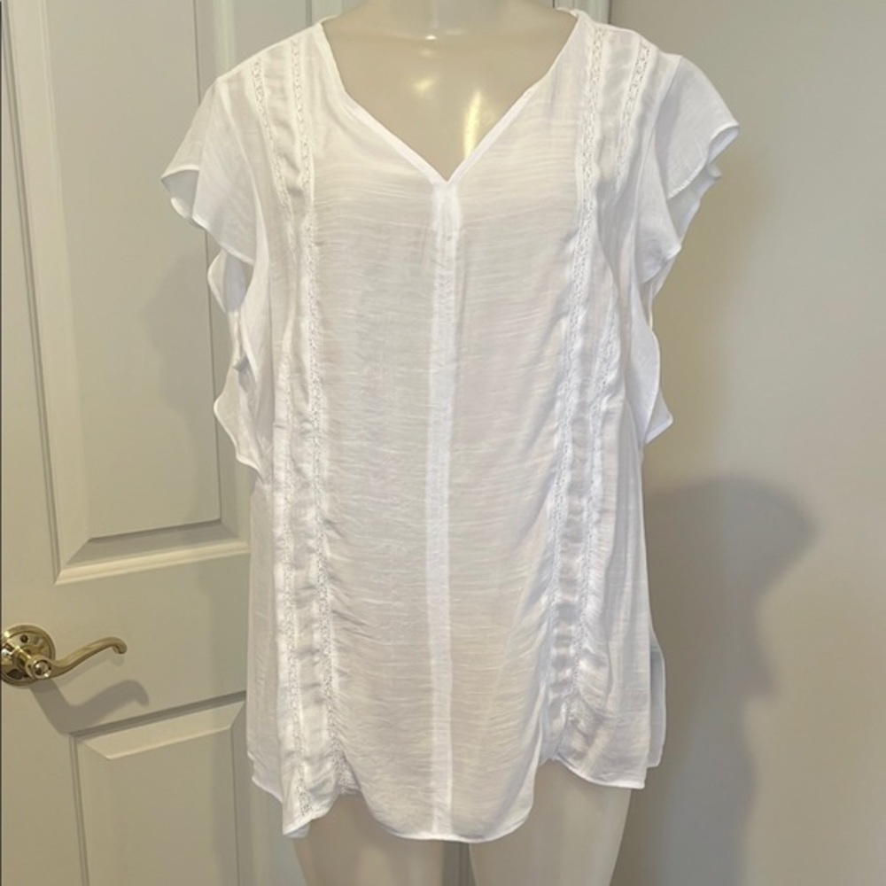 Zac & Rachel White Blouse with Elegant Design size XL - Picture 2 of 11
